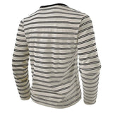 AIDASE  -  New Men's Henley Collar Long Sleeve T-Shirts Striped Casual Button T Shirt for Men Spring Autumn Male Fashion Cotton Tees Tops aidase-shop