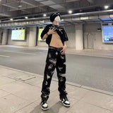 Aidase Y2K Blue Baggy Jeans Men's New Streetwear American Retro Printed Letter Pants Straight Hip-hop Loose Denim Trousers aidase-shop