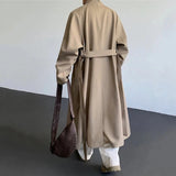 AIDASE  -  Autumn New Men's Mid-Length Trench Coat Korean Style Over-the-Knee Long Sleeve Lace-up Stand collar Windbreaker 21E7663 aidase-shop