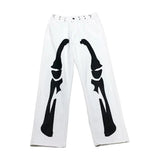 Aidase Trousers With Print White Jeans For Men Skeleton Straight Male Cowboy Pants Designer Comfortable 2024 Korean Autumn Harajuku aidase-shop