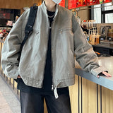 AIDASE  -  New Men Jacket Fashion New Stand Neck Long Sleeve Simple Solid Color Male Coats Personality Versatile Clothes 21E7030 aidase-shop