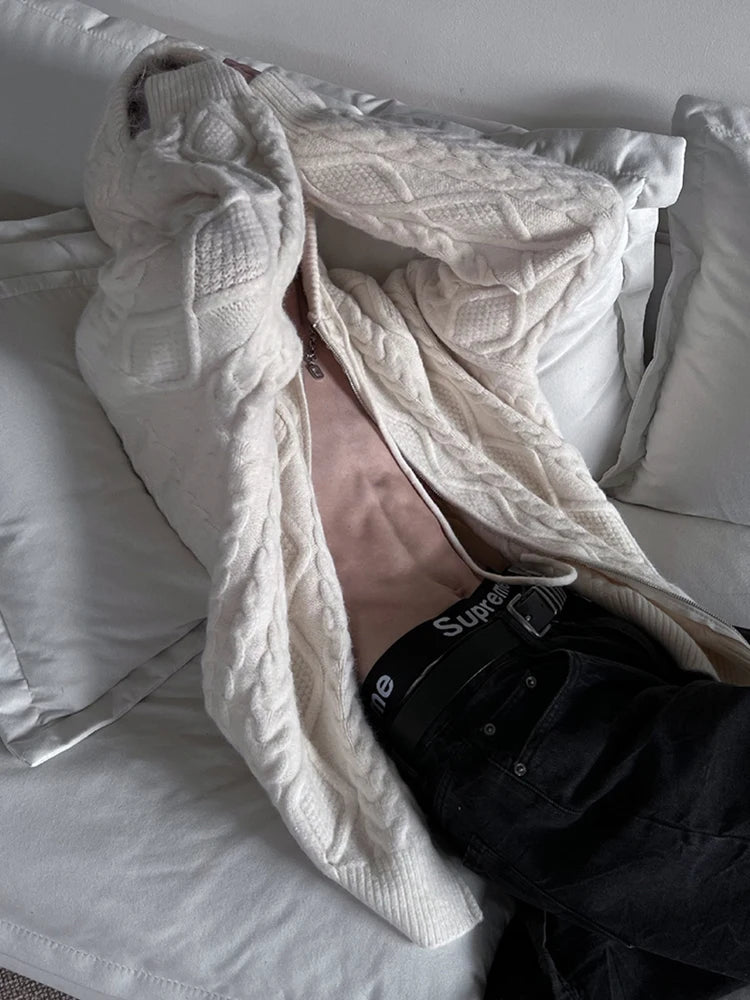 AIDASE  -  Zip Up Hoodie Men Streetwear Harajuku knit Oversized Jacket Hood Shirt Punk Gothic Y2K Clothes Sweatshirt sudaderas para hombres aidase-shop