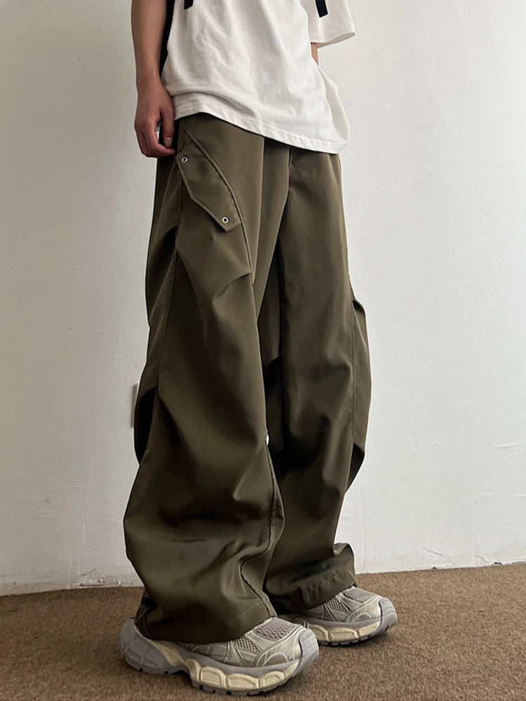 Aidase Parachute Cargo Pants Men Hip Hop Wide Leg Trousers Male Quick Drying Streetwear Loose Oversize Korean Hip Hop aidase-shop