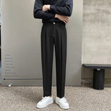 Aidase Black Suit Pants Men Slim Fashion Social Mens Dress Pants Korean Loose Casual Straight Pants Mens Office Formal Trousers M-3XL aidase-shop