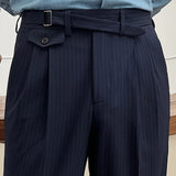 Men's Fashion Fall Stripe Straight Men Clothes Office Trousers Luxury High Waist Casual Pants Korean Versatile Slim Long Pants