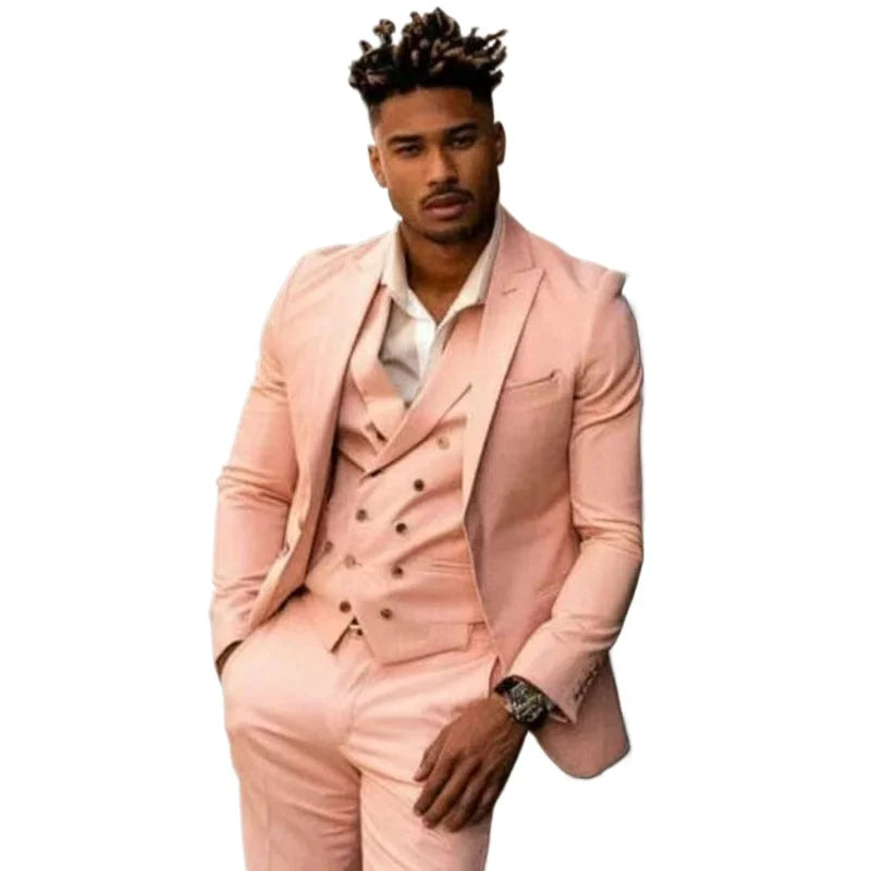 Aidase Formal Solid Color Men's Suits Elegant Prom Party Male Clothing Single Breasted Peak Lapel Slim Fit 3 Piece Jacket Pants Vest aidase-shop
