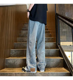 AIDASE  -  Niche Men's Jeans Pocket Reverse Straight-leg Design Male Denim Long Pants 2025 New Fashion Solid Color Trousers 21E6850 aidase-shop