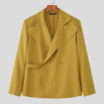 AIDASE  -  Men Blazer Solid Color Lapel Long Sleeve Casual Casual Male Suit Streetwear Loose Elegant Fashion Male Thin Coats Blazer aidase-shop