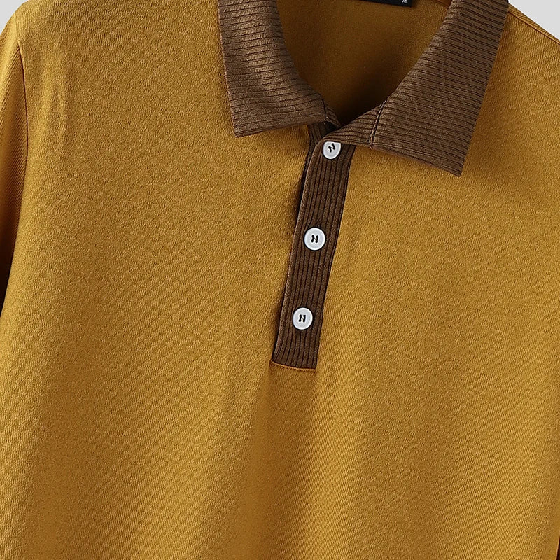 AIDASE  -  Men Shirt Knitted Patchwork Lapel Long Sleeve Spring Autumn Men Clothing Streetwear Loose 2025 Fashion Male Shirts S-5XL aidase-shop