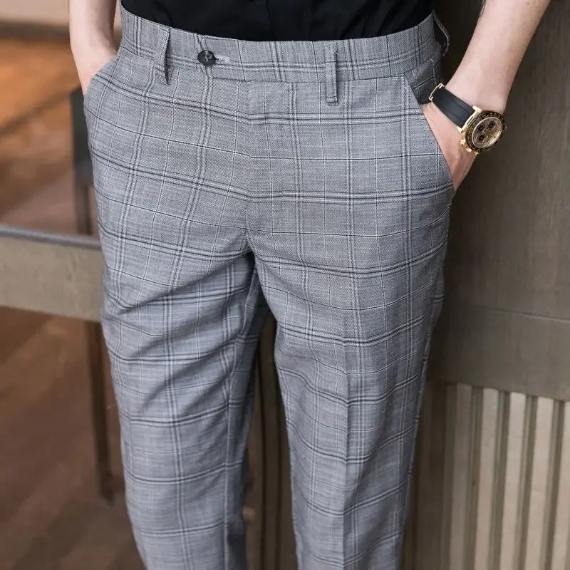 Aidase Slim Fit Social Man Suits Pants Tailoring Business Tressed Elastic Stretch Trousers for Men Dress Chinese Homme Summer Up
