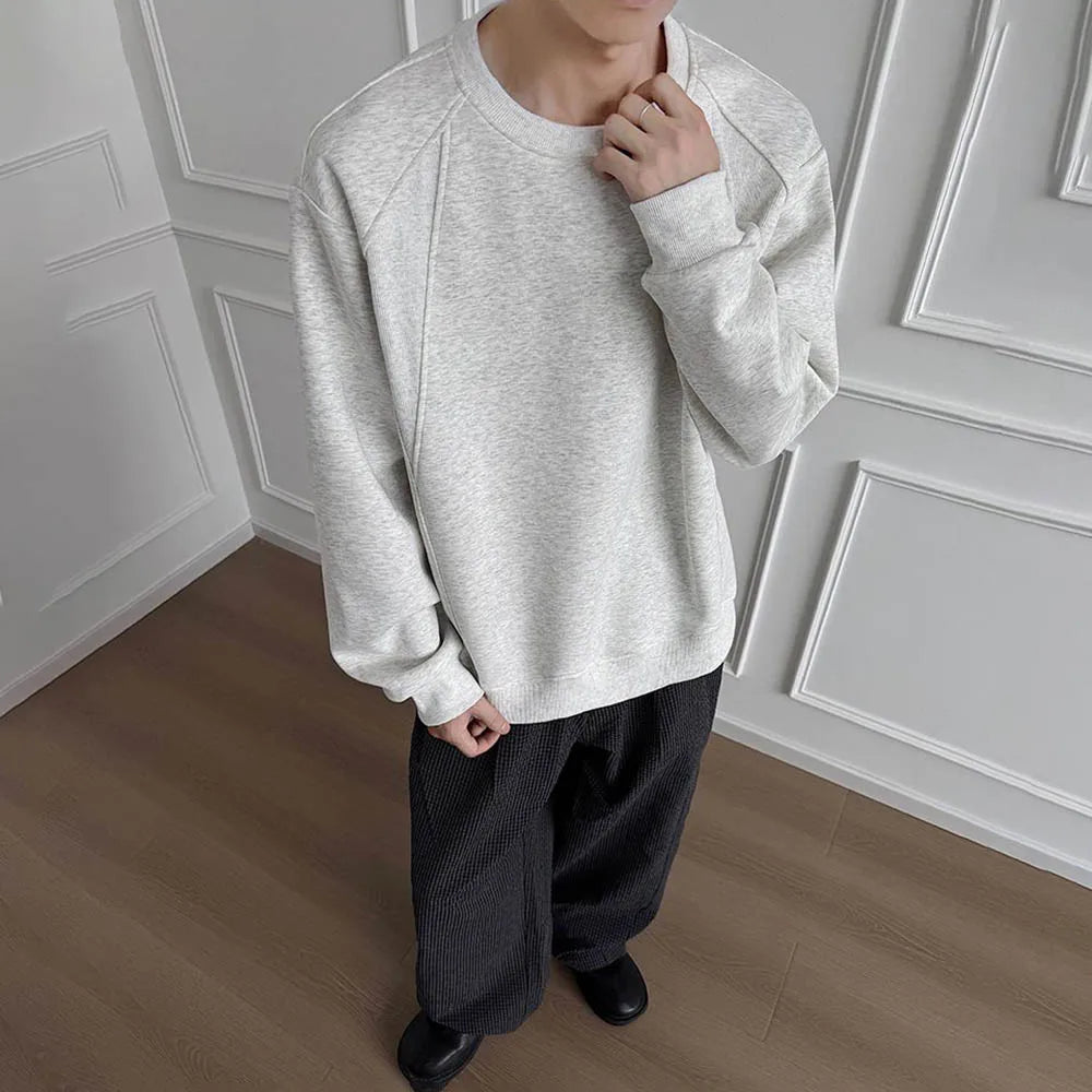 AIDASE  -  Men's Solid Color Deconstructed Long-Sleeved Sweatshirt American Retro Fashion Trend Loose Casual Breathable Niche Men's Tops aidase-shop