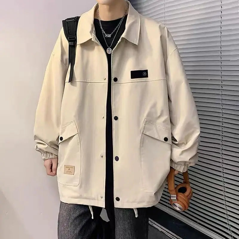 AIDASE  -  Japanese Style Workwear Jacket Men Spring Autumn Trendy Loose Coat aidase-shop