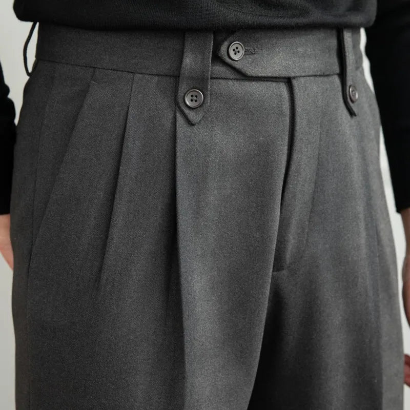 Aidase British Winter High Waist Casual Men Straight Pants High Quality Versatile Slim Long Pants Men Fashion Clothes Office Trousers aidase-shop