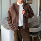 AIDASE  -  New Casual Slim Fit Knit Cardigan Tops Men Fashionable Zipper Sweatercoats Fall Vintage Crochet Knitting Sweater Mens Coats aidase-shop