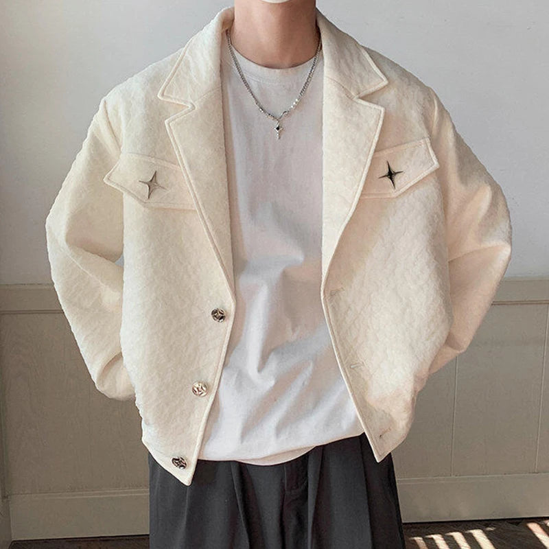 AIDASE  -  American Style Men Jacket Trendy All-match Long Sleeve Single-breasted Coats Simpel Metal Decoration Loose Clothes 21E6722 aidase-shop