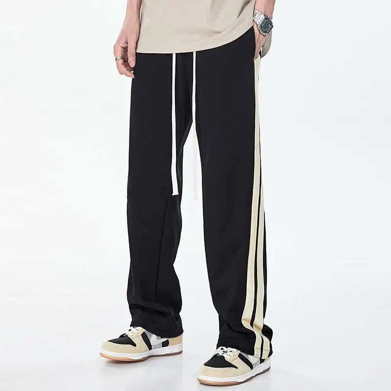 Aidase Korean Fashion Men Clothing Harajuku Straight Pants Spring Autumn New Streetwear Casual Contrast Striped Loose Wide Leg Trousers aidase-shop