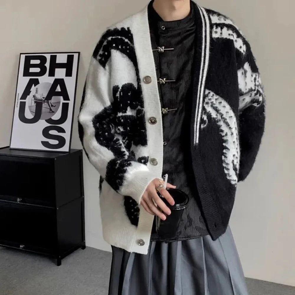 AIDASE  -  Mens Sweaters Hawaiian Vintage Tie Dye Contrasting Knitwear Winter Unisex Trendy Streetwear Lazy Vacation Jacket Men's Clothing aidase-shop