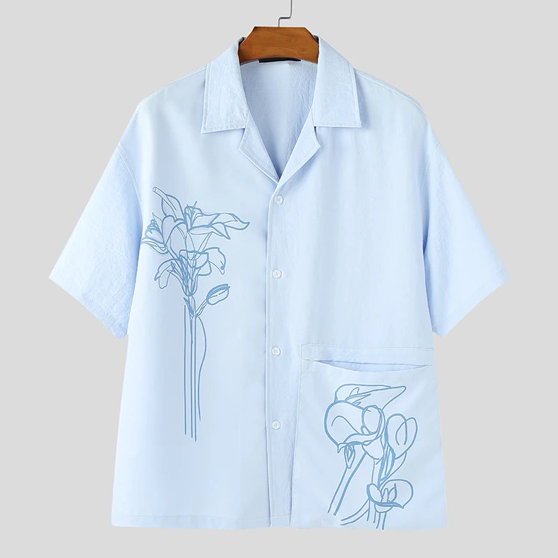 AIDASE  -  Men Shirt Summer Printing Vacation Oversize Lapel Short Sleeve Men Clothing Streetwear 2025 Fashion Casual Tops Men aidase-shop