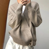 AIDASE  -  American High Street Fashion Solid Color Sweater Jacket Autumn And Winter Irregular Oblique Button V-Neck Cardigan Sweater Men aidase-shop