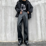 Aidase Black Leather Pants Men Fashion Casual Straight Pants Men Street wear Korean Loose Wide Leg Pants Men Motorcycle Trousers S-2XL aidase-shop