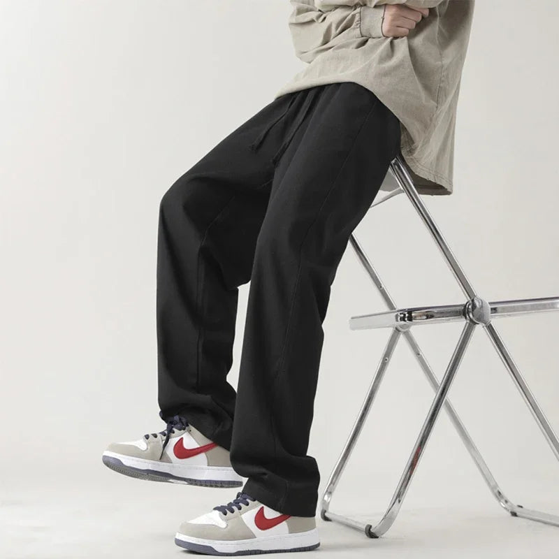 Aidase Men's Pants Retro Ankle Length Casual Cotton Pant Male Elastic Waist Loose Pant Man aidase-shop