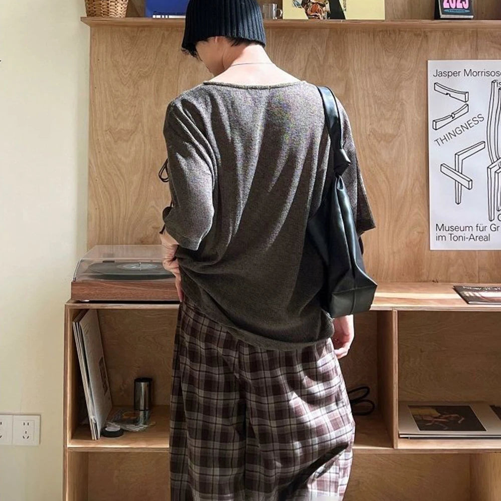 AIDASE  -  Men's Solid Color Short-Sleeved T-Shirt With Straps American Retro Fashion Trend Street Loose Breathable Niche Summer Men's Tops aidase-shop