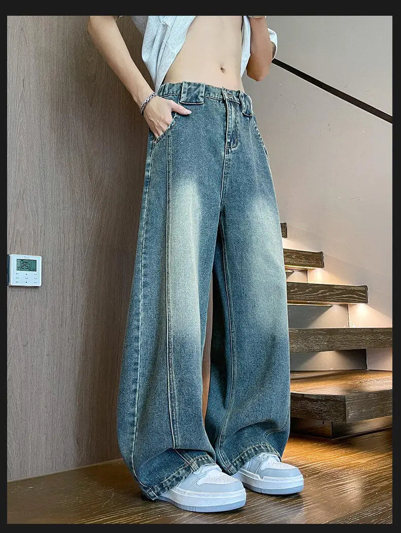 AIDASE  -  American Style Male Jeans Trendy Loose Casual Versatile Straight Trousers 2025 New Fashion Handsome Denim Pants 21E6610 aidase-shop