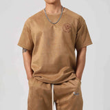 AIDASE  -  Fashionable Florals Embroidery Pullover Tops For Men Daily Leisure Short Sleeve O Neck Tee 2025 Summer Casual Mens Slim T-shirts aidase-shop