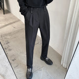 Autumn Winter Woolen Business Dress Pants Men Elastic Waist Streetwear Casual Trousers Formal Social Suit Pants Costume Homme aidase-shop