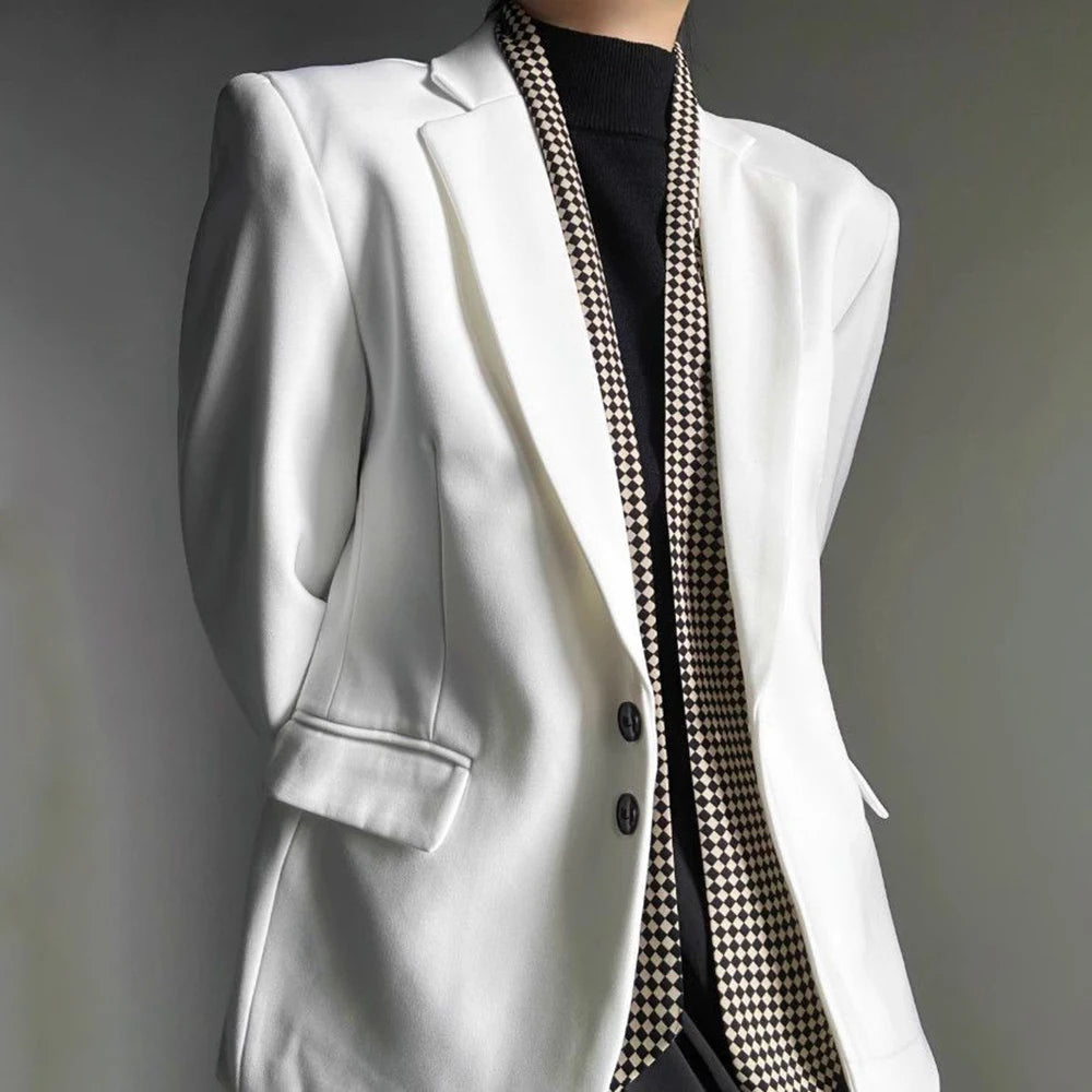 AIDASE  -  Autumn Winter Men's Solid Color Long-Sleeved Suit Jacket American Retro Fashion Trend High Street Loose Simple Niche Men's Tops aidase-shop