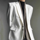 AIDASE  -  Autumn Winter Men's Solid Color Long-Sleeved Suit Jacket American Retro Fashion Trend High Street Loose Simple Niche Men's Tops aidase-shop