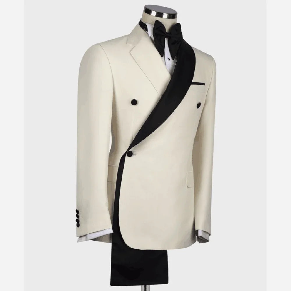 Aidase Handsome Double Breasted Men Suit Two Pieces(Jacket+Pants) Lapel Outfits Chic Casual Party Prom Wedding Set aidase-shop