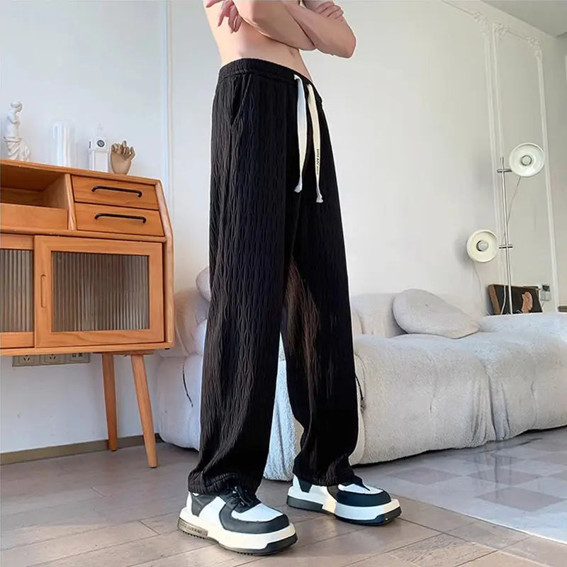 AIDASE  -  Men's Clothing Slim Straight Pants New Black White Casual Trendy Versatile Bad Boy Fashion Office Ready Trousers aidase-shop