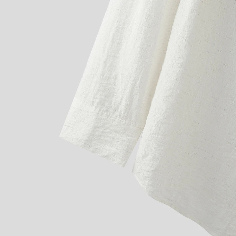 AIDASE  -  Men Shirt Solid Color V Neck Long Sleeve Loose Casual Male Tops Streetwear Korean Style Shirts 2025 Fashion Men Clothing aidase-shop