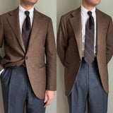 Aidase Casual Men's Suit 2 Pieces Blazer Pants Bow Collar Single Breasted Buckle Work Wear Bussiness Wedding Costume Size Color