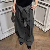 AIDASE  -  Trend Men Suit Pants Pleated Embroidered Straight-Leg Slightly Flared High-Waisted Striped Ribbon Trousers 21E7642 aidase-shop