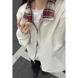 AIDASE  -  Autumn Cleanfit Plaid Interior Workwear Jaet Men's Rigorous Haome Stand Collar Casual Couple's Outerwear aidase-shop