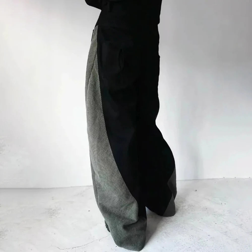 AIDASE  -  New In Mens Y2k Trousers 2025 Spring Autumn Street Handsome Two-Tone Casual Pants Fashion Elastic Waist Wide-Leg Mopping Pants aidase-shop