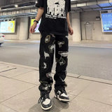 Aidase Autumn Men Jeans Pants Denim Black Cargo Skinny Hip Hop Cross Straight Harajuku Trousers aidase-shop