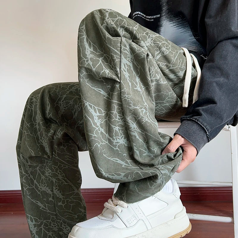 Aidase Autumn Corduroy Pants Men Fashion Retro Casual Pants Men Streetwear Hip-hop Loose Wide Leg Pants Mens Trousers Large Size 5XL aidase-shop