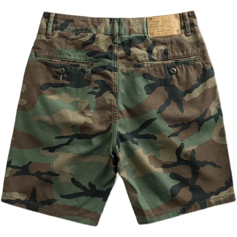 Aidase Summer Camouflage Shorts for Men American Casual Floral Slim Fit Capris Trendy Loose Fitting Workwear Half Pants 100% Cotton aidase-shop