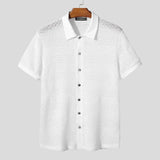 AIDASE  -  Men Shirt Hollow Out See Through Lapel Short Sleeve Men Clothing Summer Streetwear 2025 Fashion Casual Male Shirts S-5XL aidase-shop