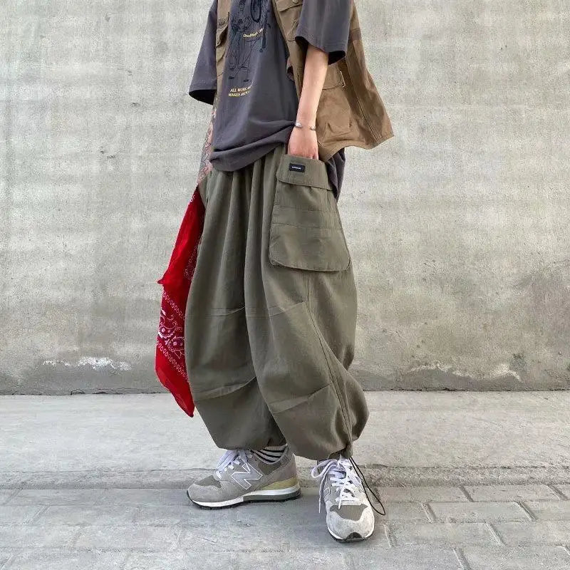 Aidase Harajuku Y2k Baggy Cargo Pants Joggers Streetwear Ankle-Length Casual Harem Long Trousers Men Wide Leg Oversize 2024 New aidase-shop