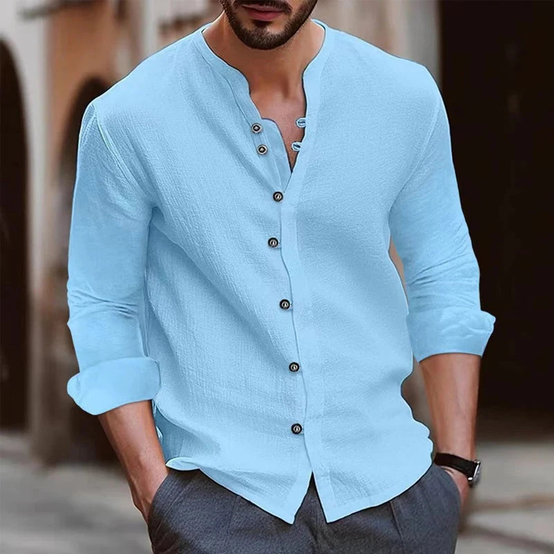 AIDASE  -  Mens Button Up Shirts for Men Long Sleeve Cotton Linen Hawaiian Beach Shirt Casual Summer Lightweight Tops aidase-shop