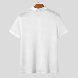 AIDASE  -  Men Shirt Hollow Out See Through Lapel Short Sleeve Men Clothing Summer Streetwear 2025 Fashion Casual Male Shirts S-5XL aidase-shop