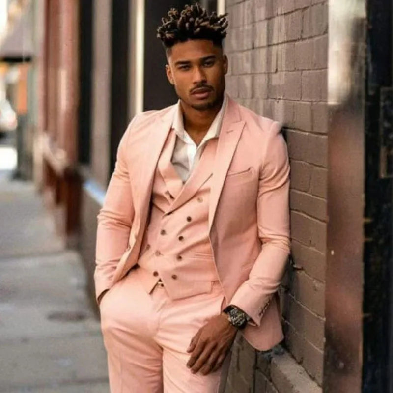Aidase Formal Solid Color Men's Suits Elegant Prom Party Male Clothing Single Breasted Peak Lapel Slim Fit 3 Piece Jacket Pants Vest aidase-shop