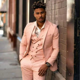 Aidase Formal Solid Color Men's Suits Elegant Prom Party Male Clothing Single Breasted Peak Lapel Slim Fit 3 Piece Jacket Pants Vest