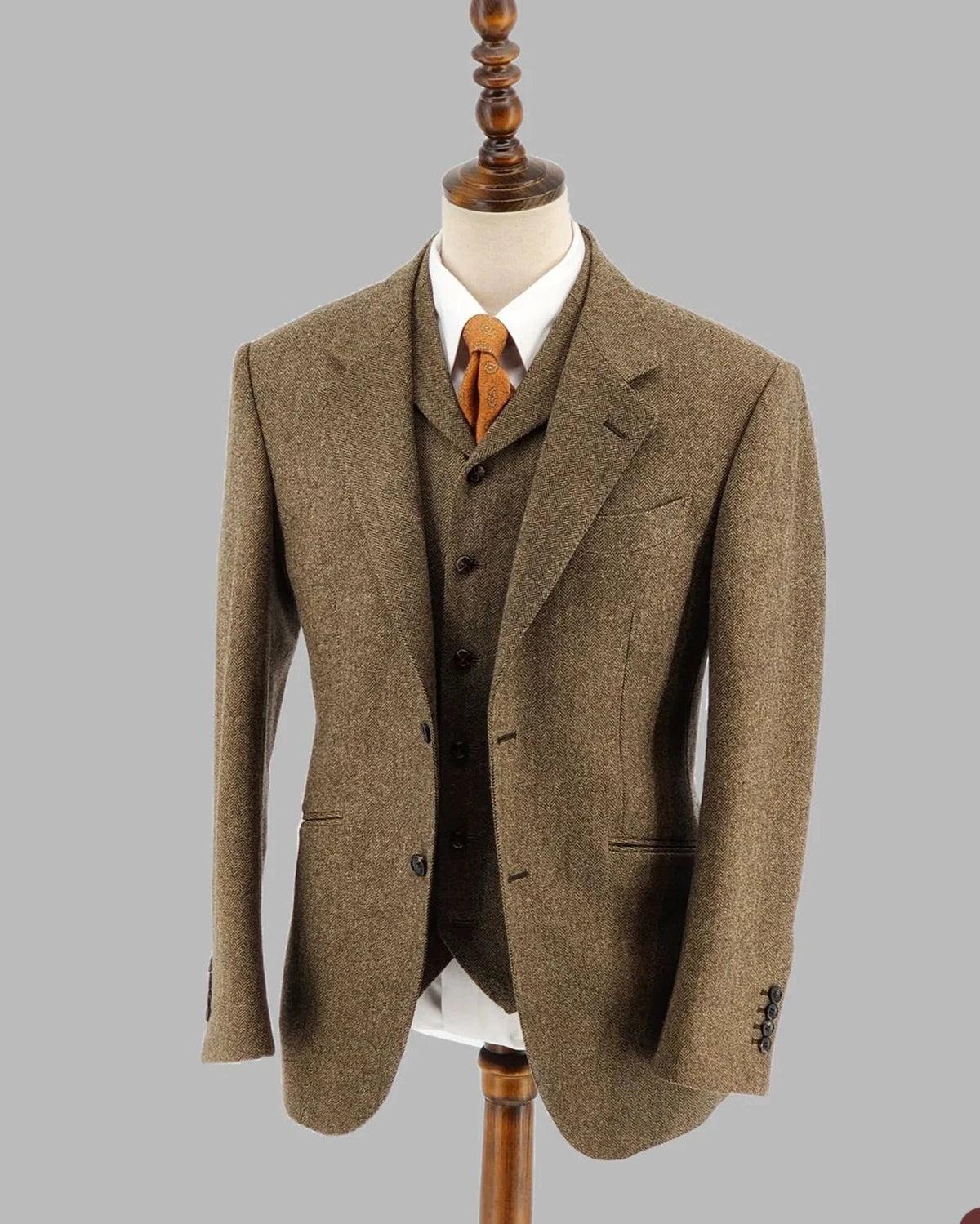 Aidase Herringbone Men Suit Tailor-Made 3 Pieces Blazer Vest Pants Tuxedo Single Breasted Fashion Business Wedding Groom Prom Tailored aidase-shop