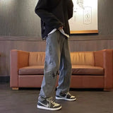 Aidase Wide Leg Cargo Pants American Hiphop Jeans Men's Retro Smoke Gray y2k Pants Man Unisex Streetwear Baggy Jeans Korean Clothing aidase-shop