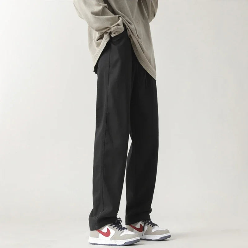 Aidase Men's Pants Retro Ankle Length Casual Cotton Pant Male Elastic Waist Loose Pant Man aidase-shop